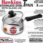 Thumbnail for Hawkins Stainless Steel Tea Pan 15.1 cm Diameter with Glass Lid 1 L (SST10G) - Distacart