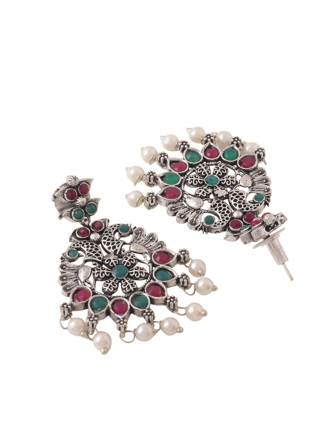NVR Women Stone Studded Oxidised Silver Jewellery Set - Distacart