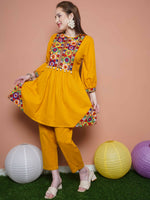 Thumbnail for Women Republic Mustard Cotton Kurta Set - Distacart