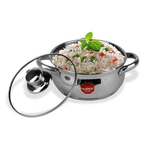 Stainless Steel Friendly Belly Shape Cook Bottom with Glass Lid