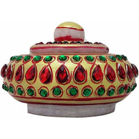 Thumbnail for Handmade Traditional Marble Sindoor Dani/Kumkum Box with Meenakari Work