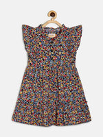 Thumbnail for Manet Girls Cotton Frill Sleeve Frock Small Flower Print - Multicolour - Distacart