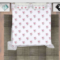 Thumbnail for Hand Block Printed Double/Queen 90x108 Inches Bedsheet/Bedspread with 2 Pillow Covers - Distacart