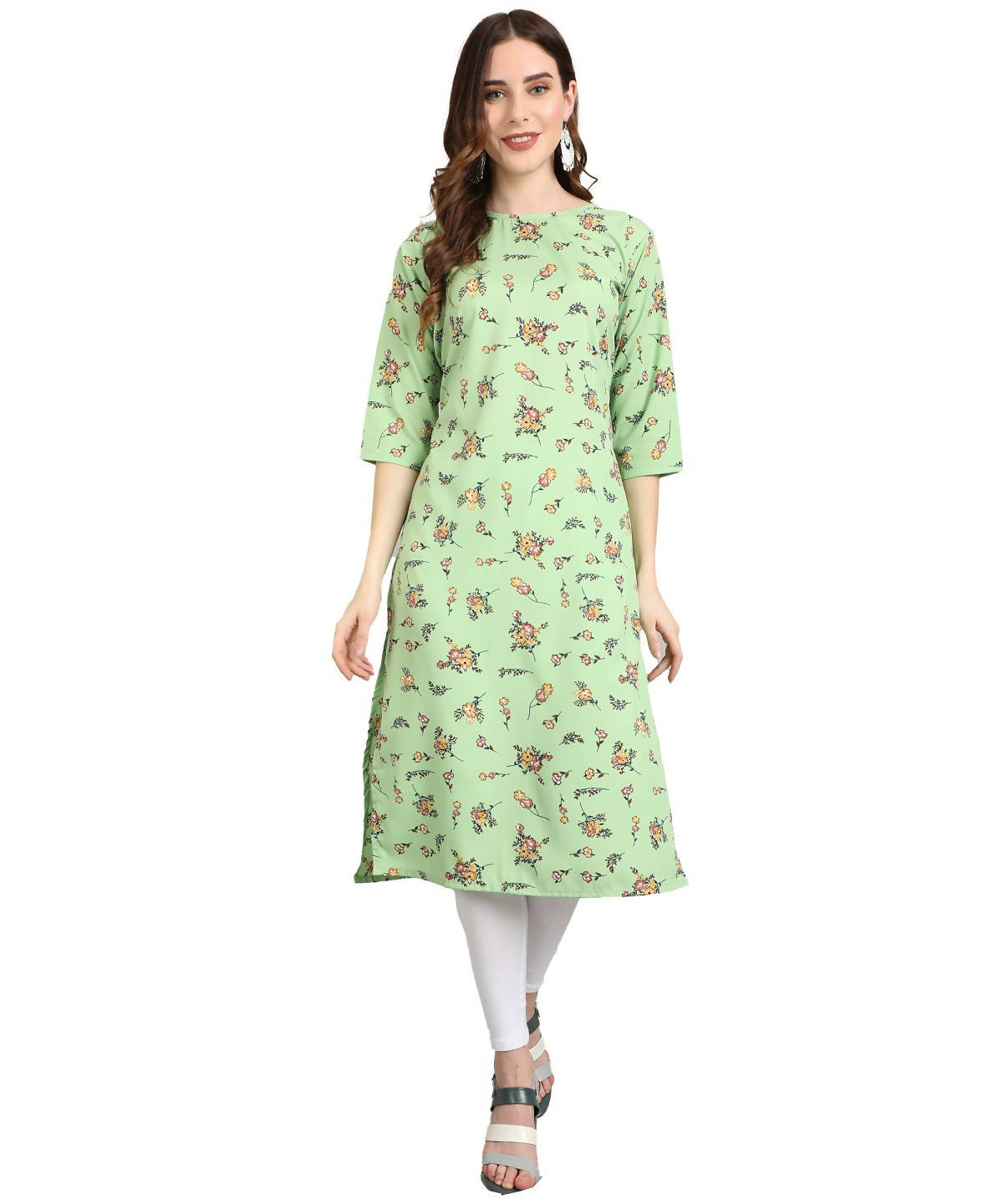 Vamika Pista French Crepe Printed Party Wear/Casual Wear Kurti - Distacart
