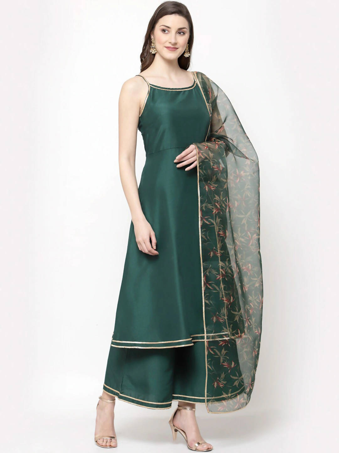 Myshka Women Green Kurta with Palazzos & With Dupatta - Distacart
