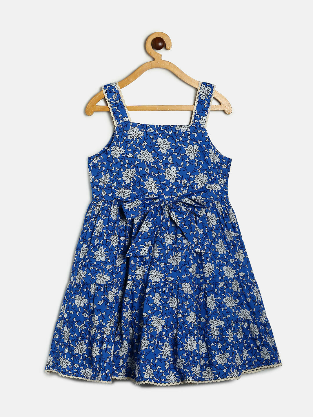 Manet Girls Cotton Layer Frock Printed - Blue - Distacart