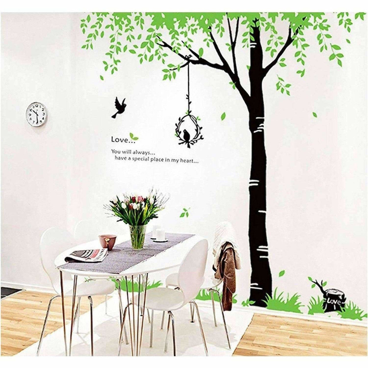 StylishWalls PVC Vinyl Self-Adhesive Calm Green Trees Nature Wall Stickers for Bedroom (Large, 220 x 200 cm) - Distacart