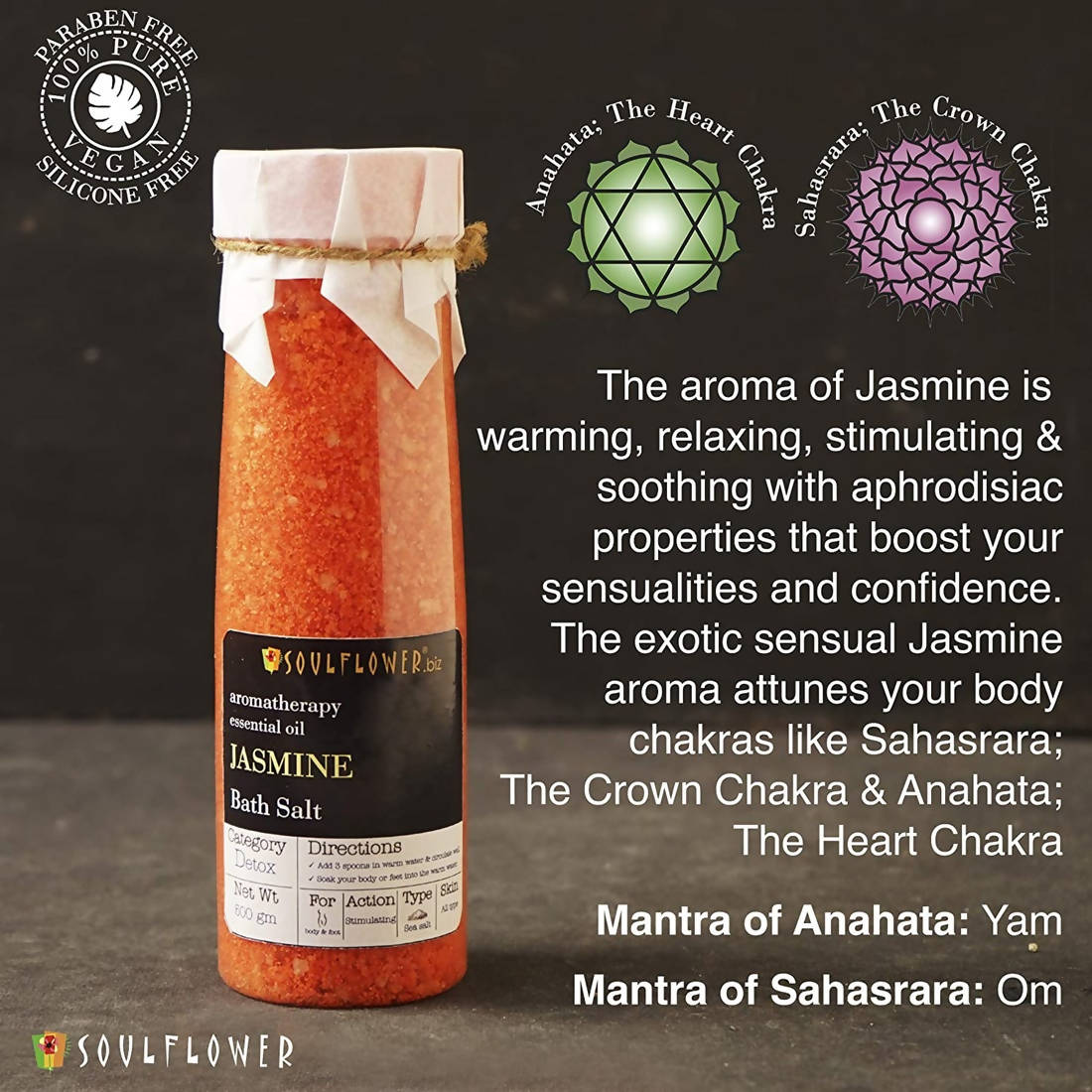 Soulflower Aromatherapy Essential Oil Jasmine Bath Salt benefits