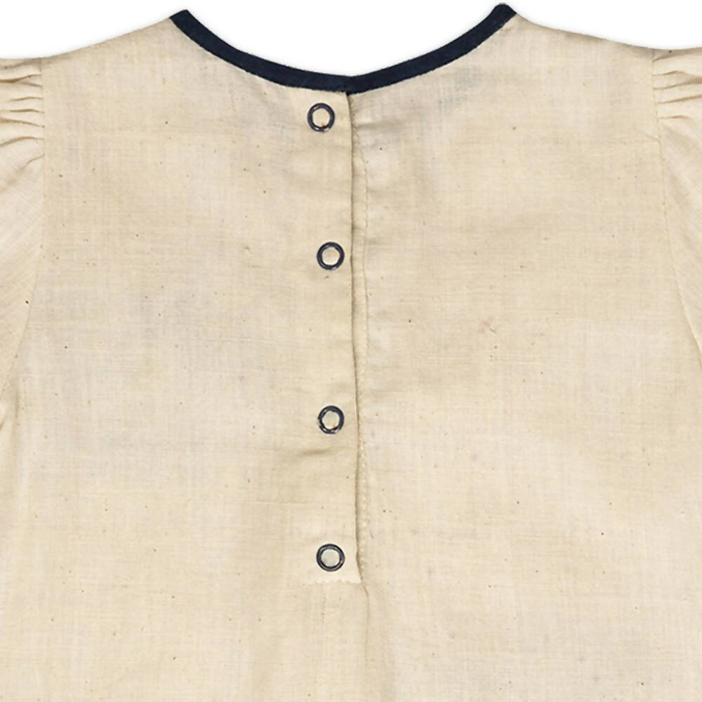 Mhyssa Emma White and Blue Puff Sleeve Frock - Distacart