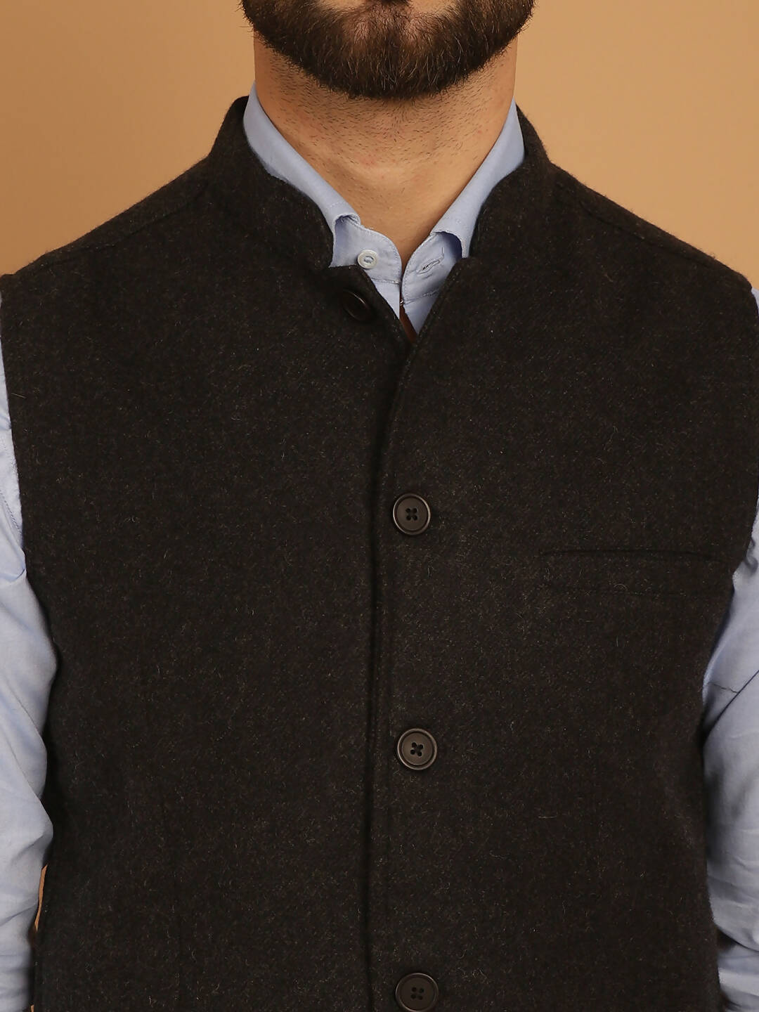Even Apparels Pure Wool Nehru Jacket - Charcoal - Distacart