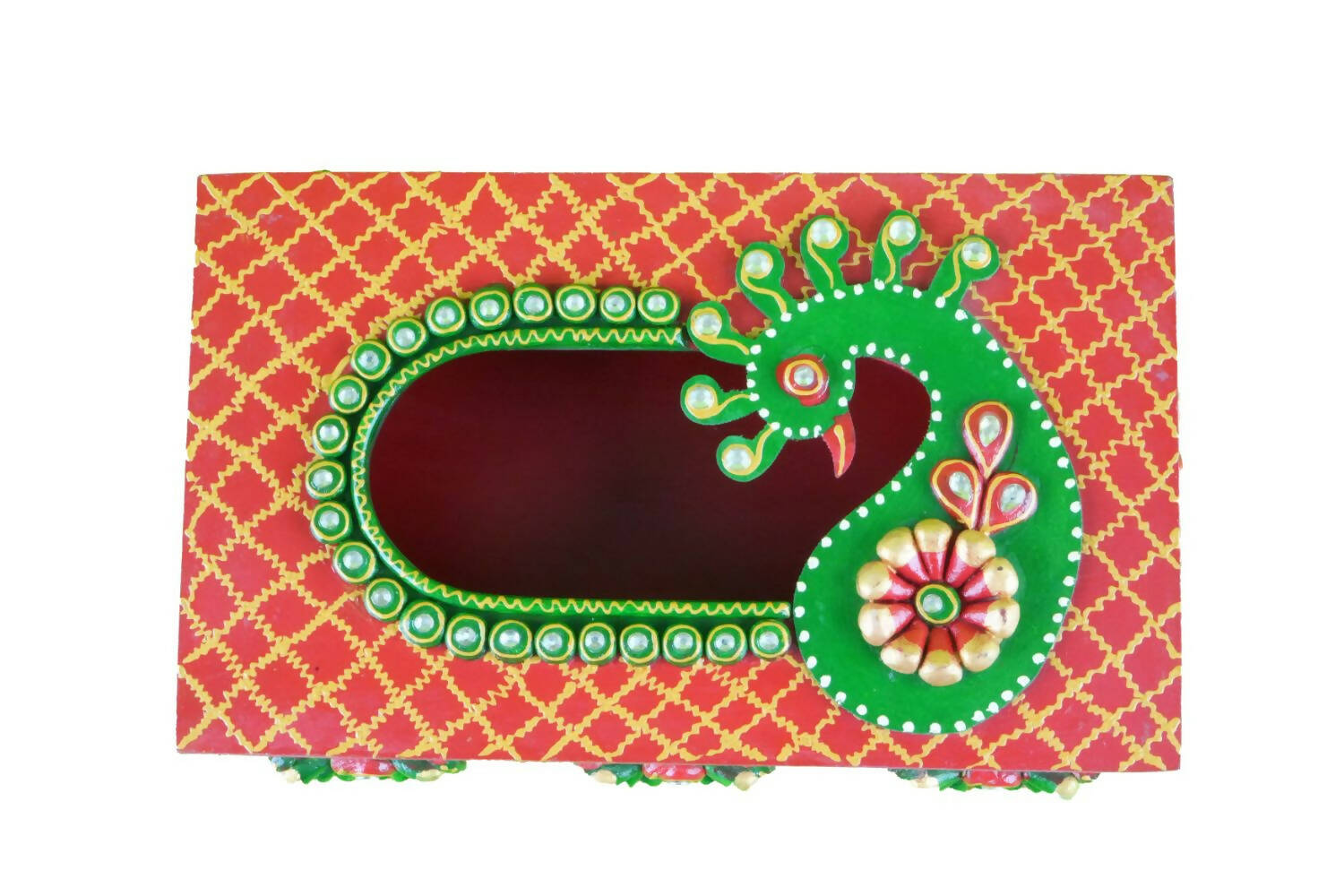 Kundan HandiKrafts Mdf Tissue Box - Red And Yellow - Distacart