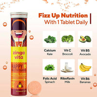 Thumbnail for Zingavita Happy Multivitamin Effervescent Tablets for Kids (Orange Flavor) - Distacart
