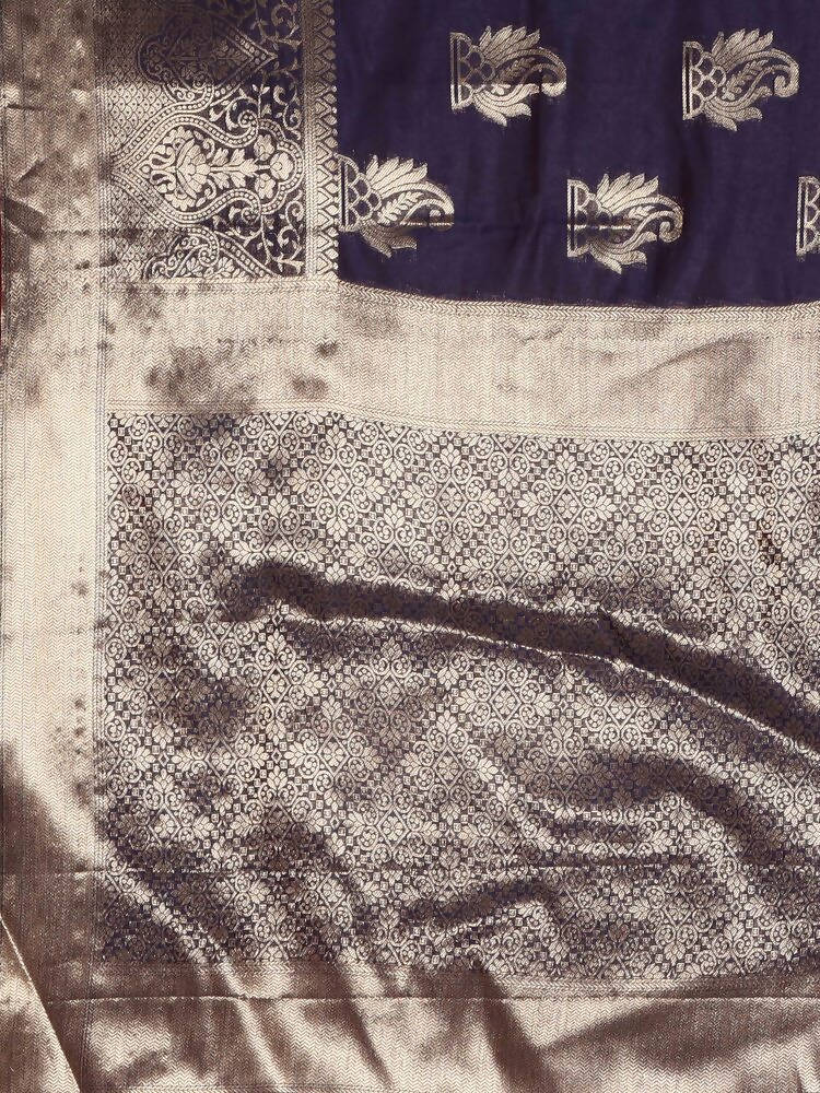 Kalamandir Ethnic Motifs Violet Silk Blend Saree