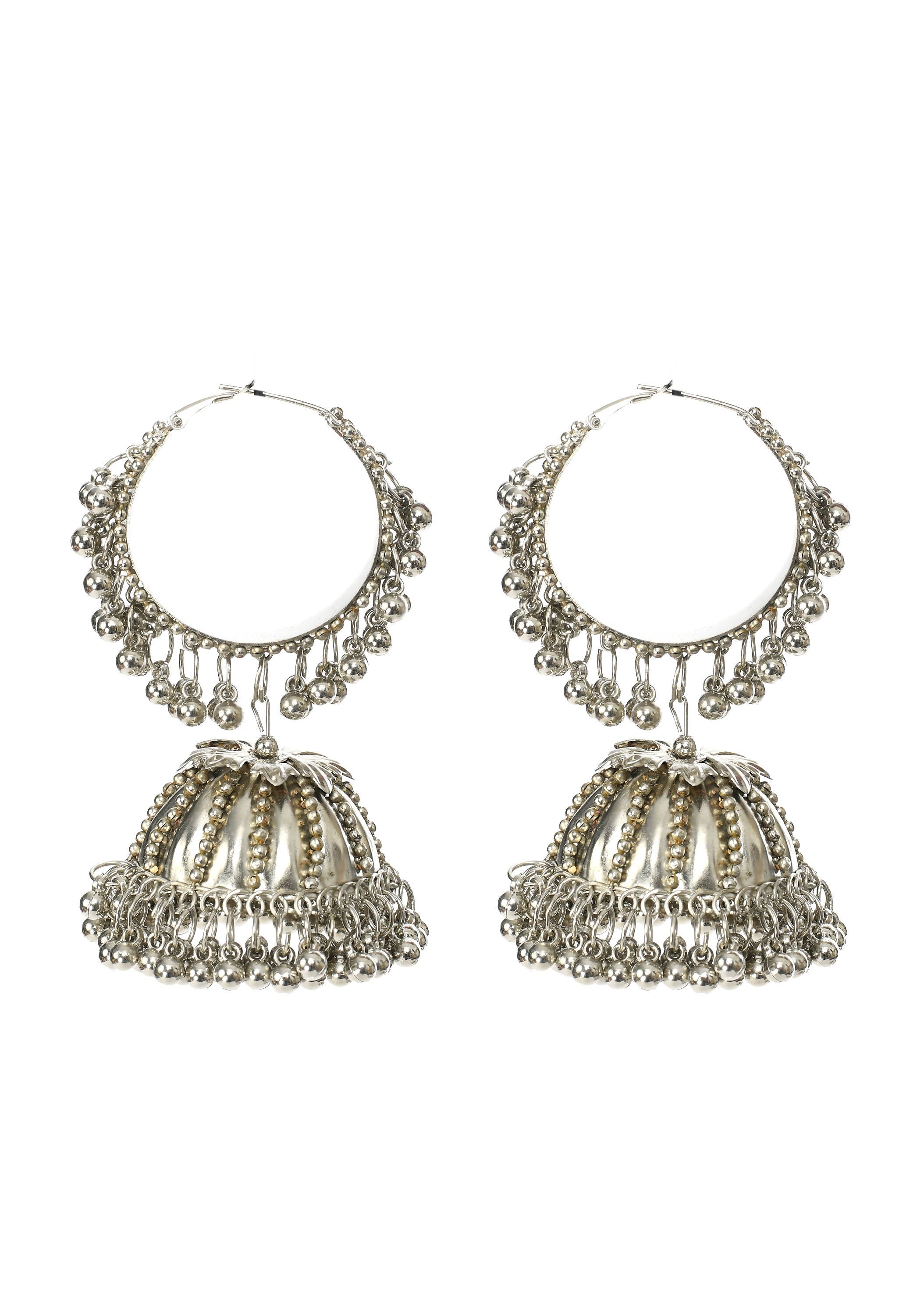 Mominos Fashion Johar Kamal Oxidised Silver-Plated With Ghungroo Jhumkas - Distacart