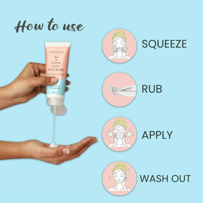 Glamveda Rice & Ceramide Glass Skin Face Wash - Distacart
