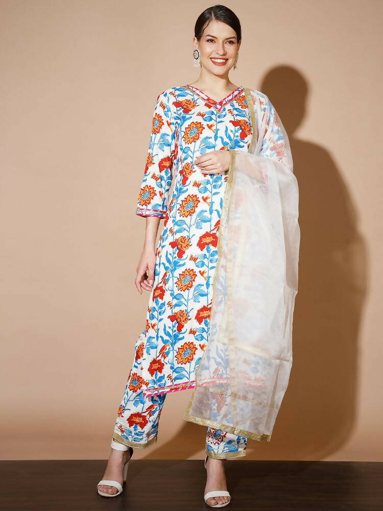 Myshka Women Multi Solid Kurta & Trousers With Dupatta - Distacart