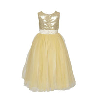 Thumbnail for Asmaani Baby Girl's Gold Satin A-Line Maxi Full Length Dress (AS-DRESS_22012) - Distacart