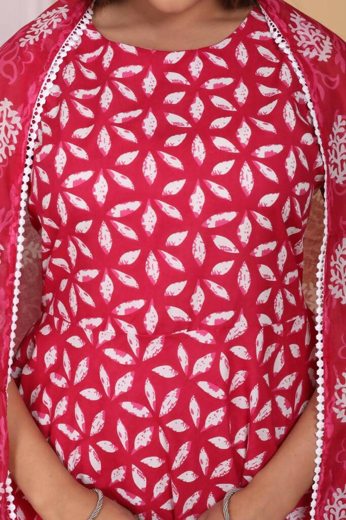 Vamika Women Printed Cotton Pink Party Wear/Casual Wear Kurta Set/Suit - Distacart
