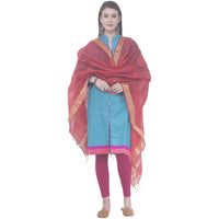 Thumbnail for A R SILK Red Color Chaura patta Chanderi cotton Dupattas and Chunnis