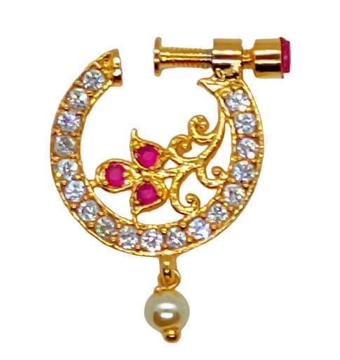 AD Ruby Designer Floral Nose Ring