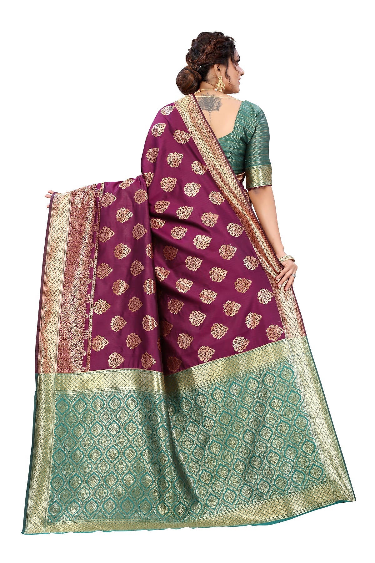 Vamika Ethnic Fire Purple Weaving Banarasi Jacquard Saree - Distacart
