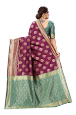Thumbnail for Vamika Ethnic Fire Purple Weaving Banarasi Jacquard Saree - Distacart