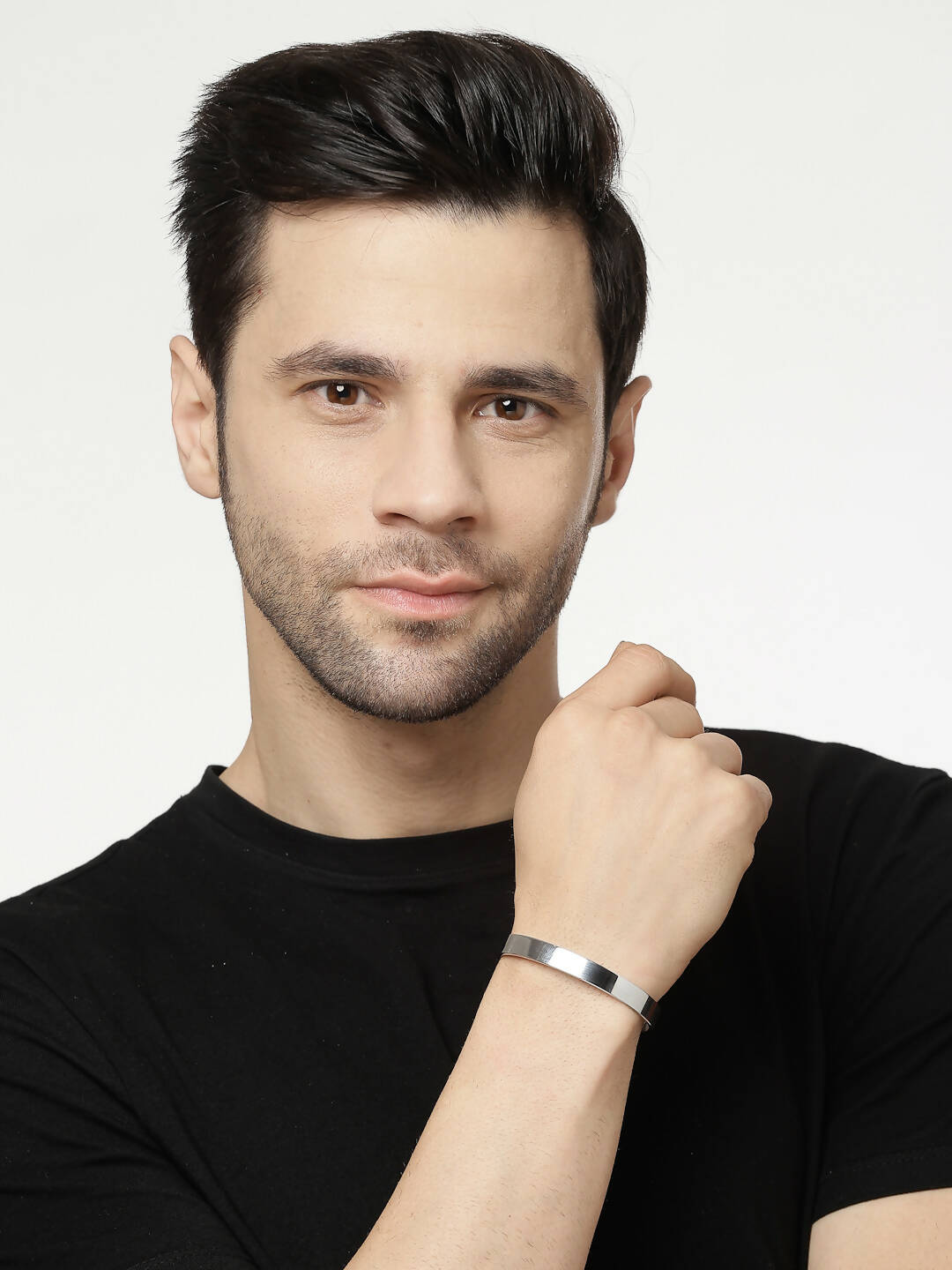 NVR Men Silver Stainless Steel Cuff Bracelet - Distacart