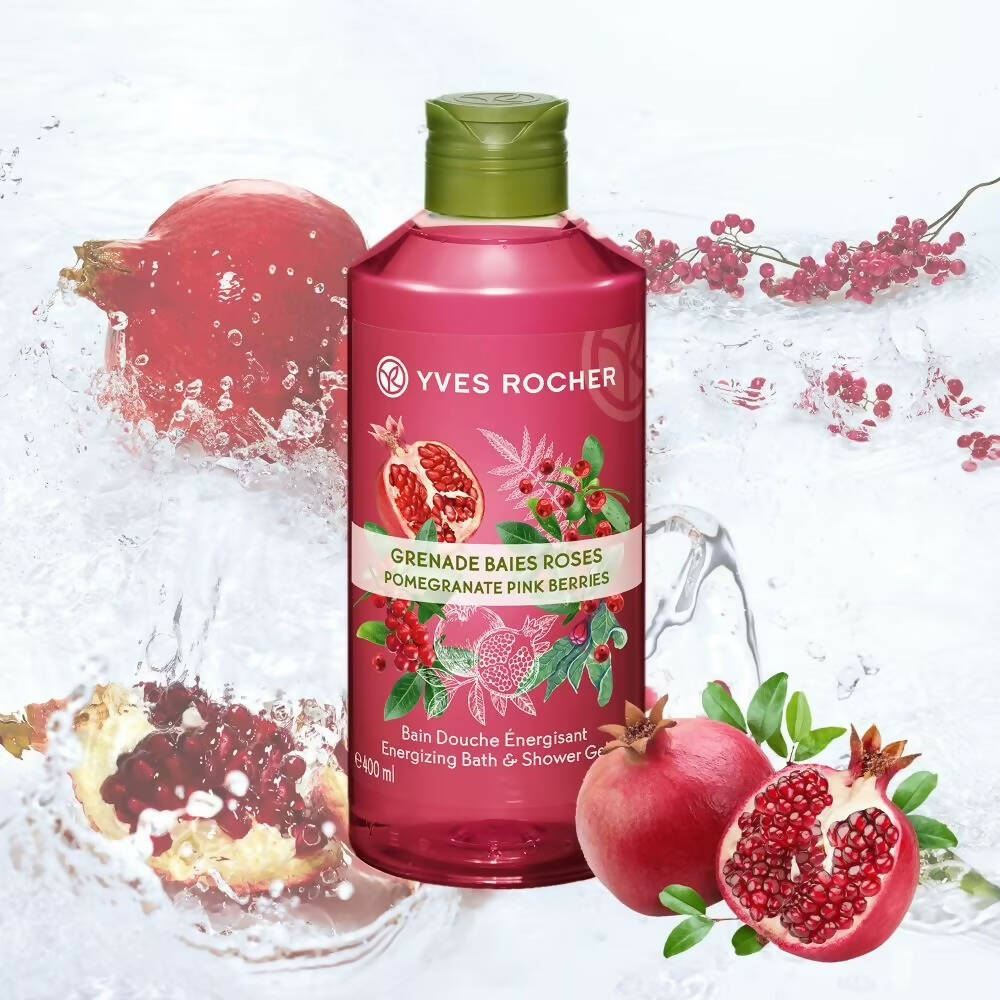Yves Rocher Energizing Bath & Shower Gel - Pomegranate Pink Berries - Distacart