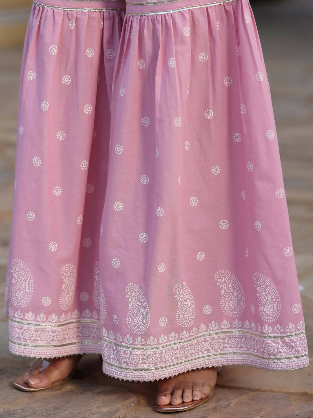 Juniper Women's Pink Cambric Floral Print Kurta Sharara Sets - Distacart
