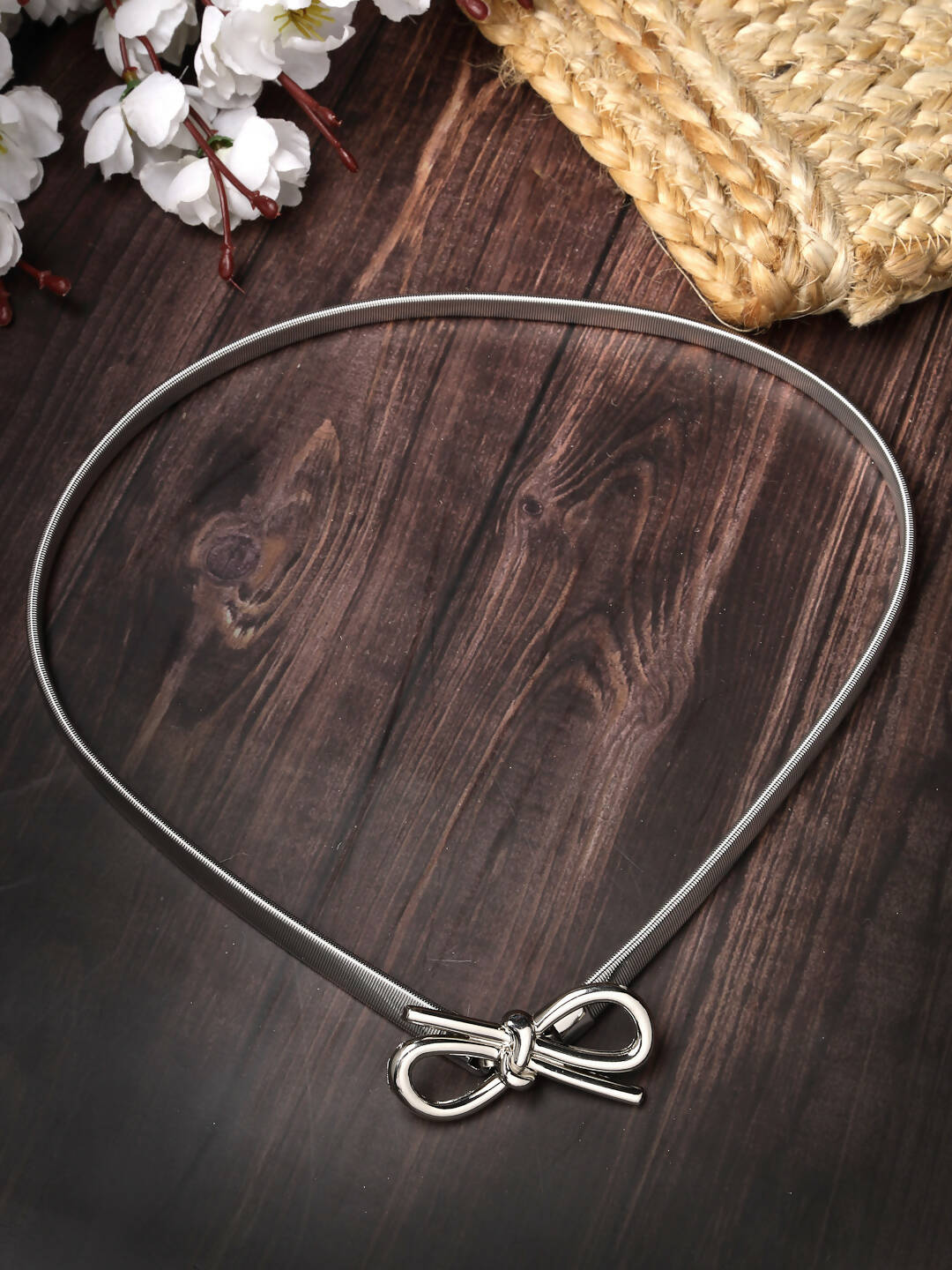 NVR Women Circular Silver Plated Stretchable Metal Belt - Distacart