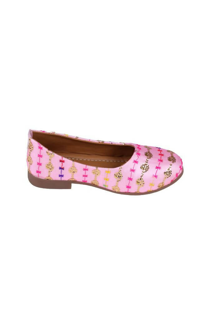 Tiny Bugs Girls Embroidered Ethnic Ballerinas-Pink - Distacart