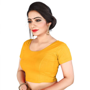 Vamika Mustard Lycra Plain Blouse - Distacart