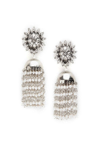 Thumbnail for Mominos Fashion Johar Kamal Silver-Plated Earrings With Pearls Jhumkas - Distacart