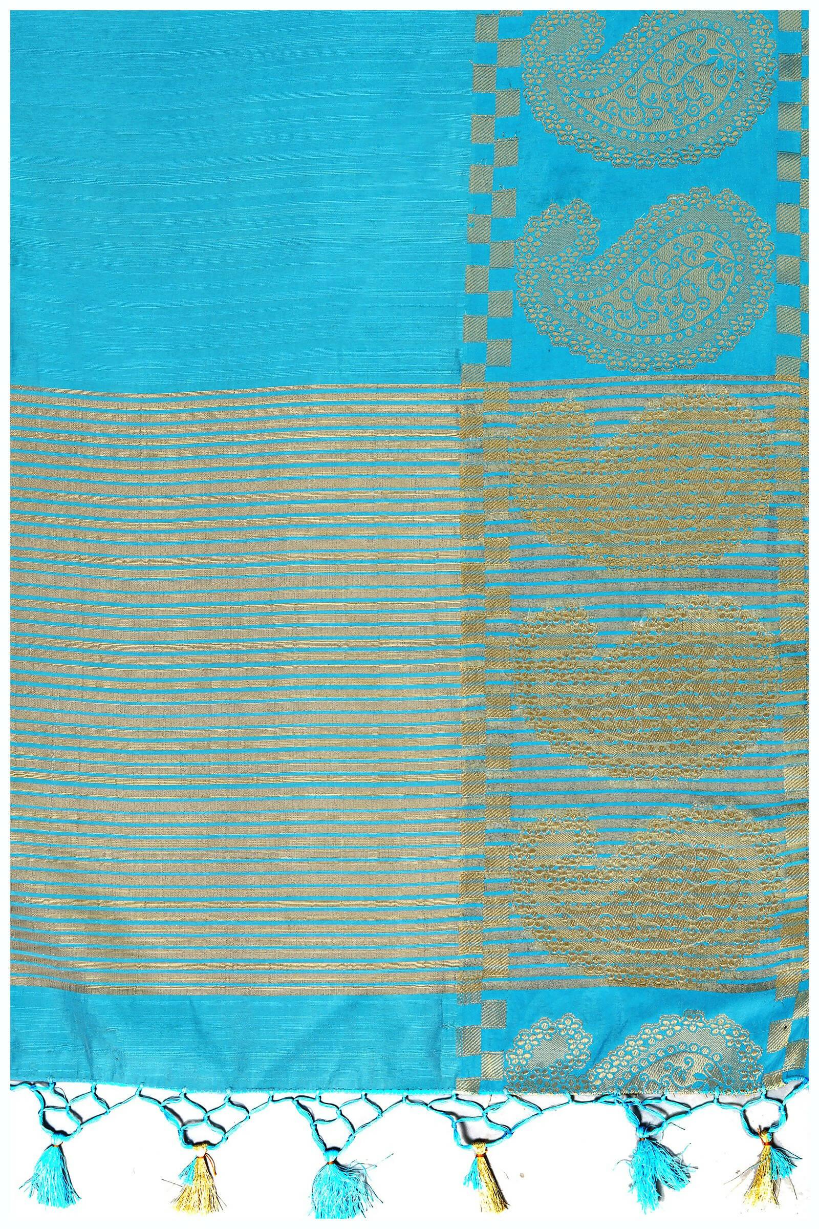 Mimosa Women's Banarasi Tussar Silk Turquoise Blue Saree - Distacart