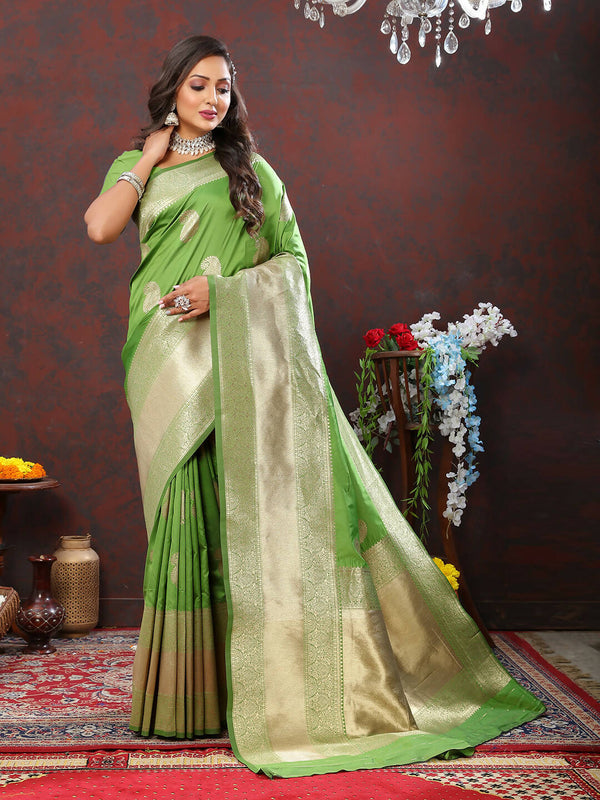 Lorenvalley Fashion Parotgreen Soft Silk Woven Design Gold Zari Weaving Saree - Distacart