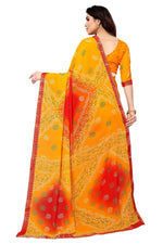 Thumbnail for Vamika Ethnic Fire Yellow Printed With Lace Saree - Distacart