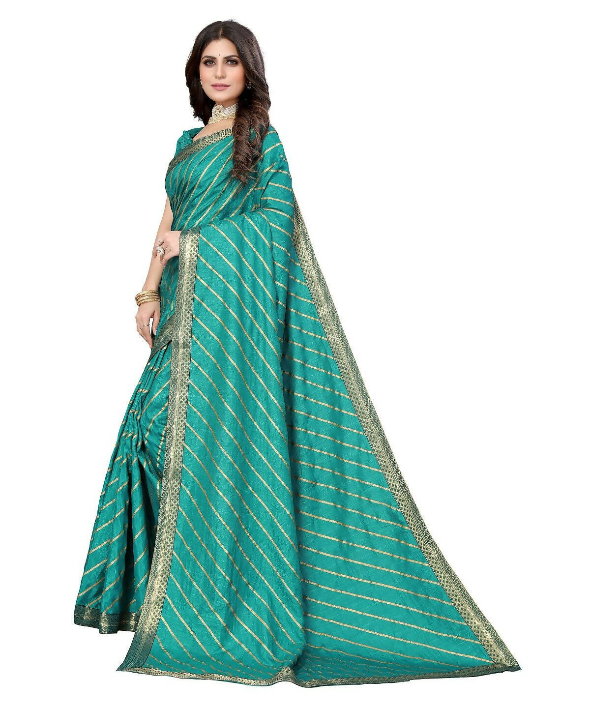 Vamika Dola Silk Green Lace Border Bollywood Style Saree (SUCHI GREEN) - Distacart