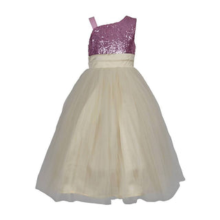 Asmaani Baby Girl's Beige Color Satin A-Line Maxi Full Length Dress (AS-DRESS_22017) - Distacart