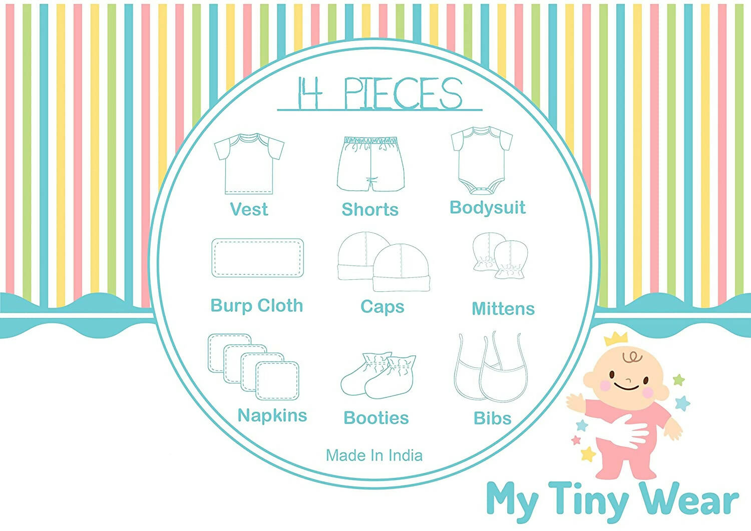 My Tiny Wear Full Sleeves New Born Baby Gift Set - Greyish Blue - Distacart