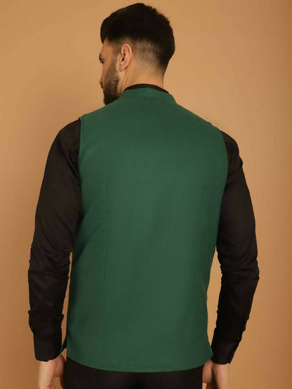 Even Apparels Pure Wool Nehru Jacket - Green - Distacart