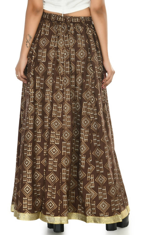 Mominos Fashion Moeza Cotton Coffee Color Printed Lehenga (Lancha)
