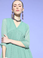 Thumbnail for Janasya Green Woven Design Dobby Weave Kurta - Distacart