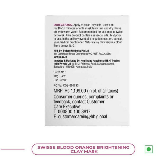 Swisse Blood Orange Brightening Clay Mask With Vitamin C - Distacart