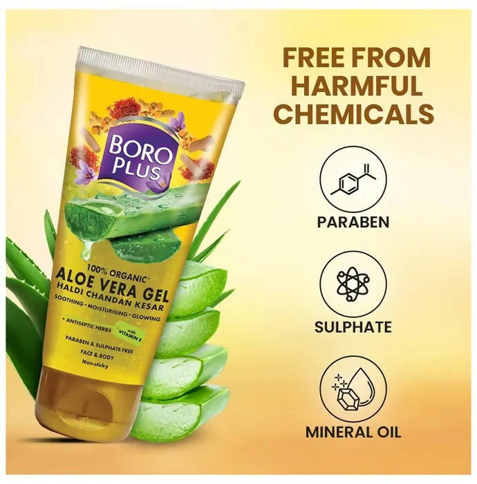 Boroplus 100% Organic Aloe Vera Gel Haldi Chandan Kesar - Distacart