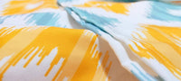 Thumbnail for Stitchnest Ikat Yellow Teal Printed Poly Cotton Table Cover - Distacart