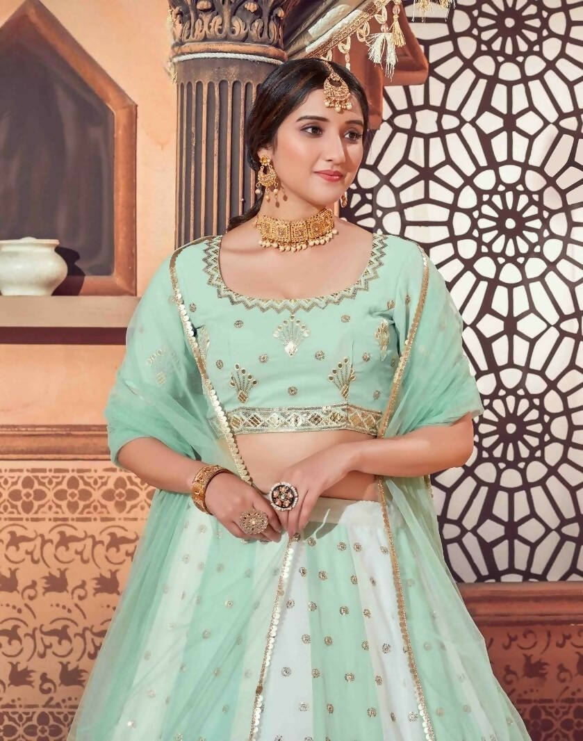 DEIANA'S Beautiful Thread Sequence Lehengha Choli - Pista - Distacart