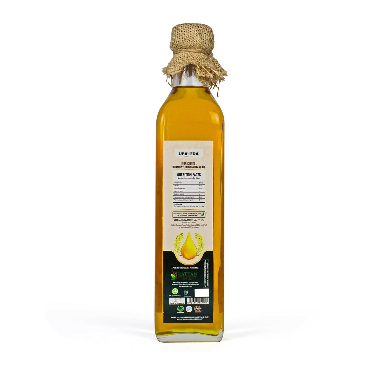 Upaveda Organic Cold Pressed Yellow Mustard Oil - Distacart