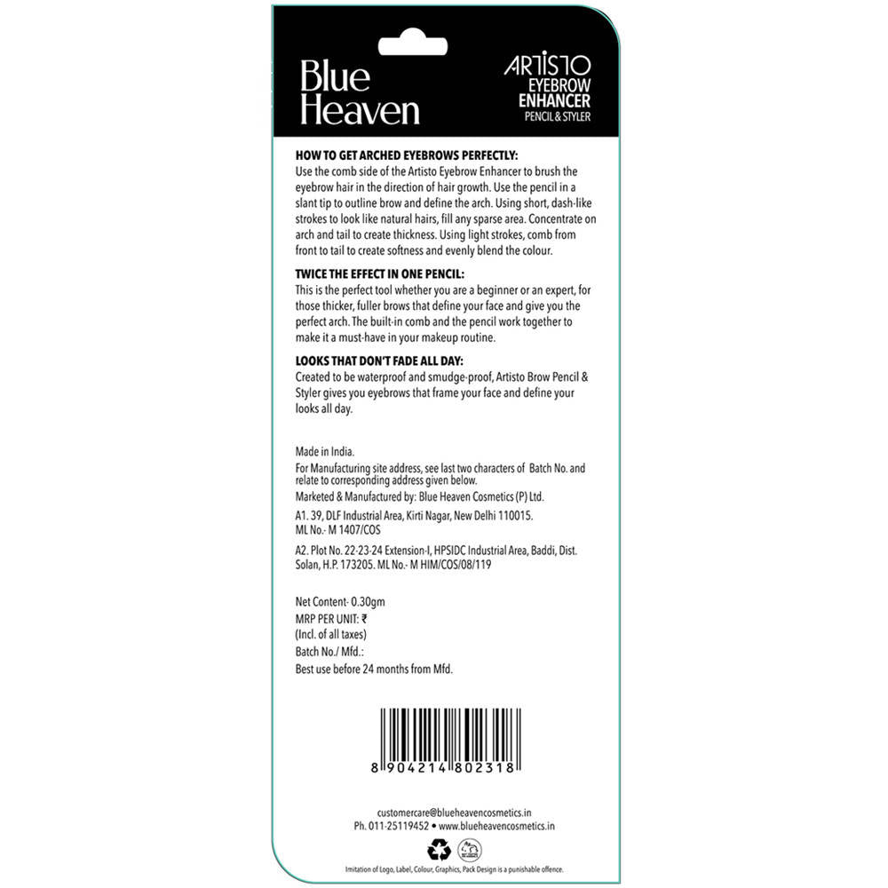 Blue Heaven Artisto Eyebrow Enhancer Pencil & Styler Honey Brown 0.3 gm