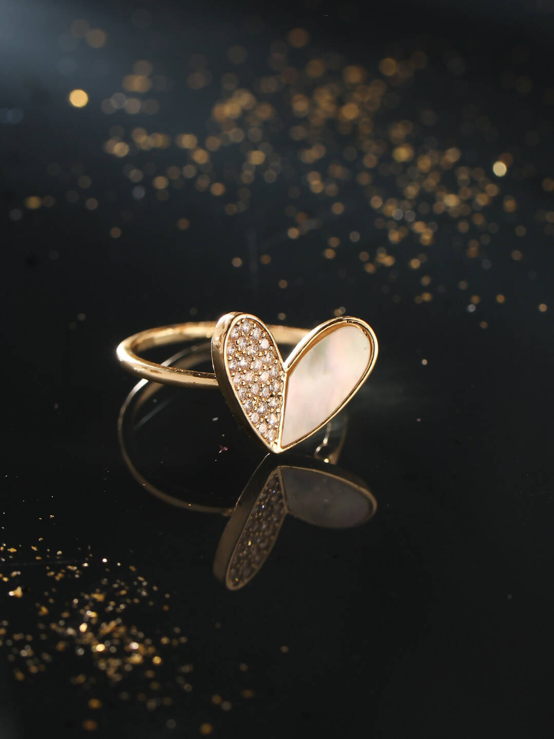 NVR Women's Gold-Plated Stylish Ring With Ad Stones - Distacart