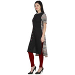 Thumbnail for Kanoor Women's Black Straight Collar neck kurti